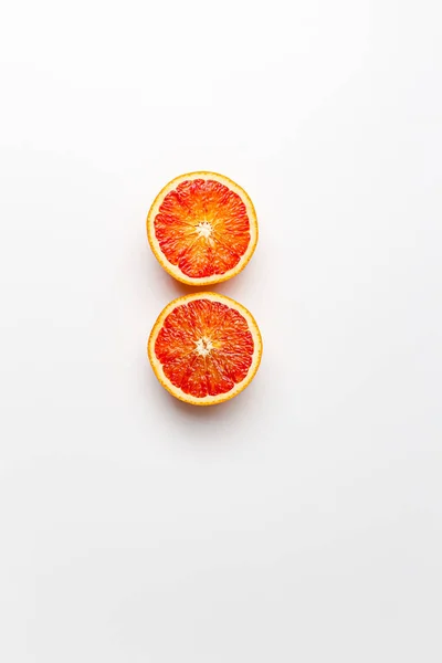 Red Blood Orange Fruit Slices Isolated White Background Whole Ripe Stok Lukisan  