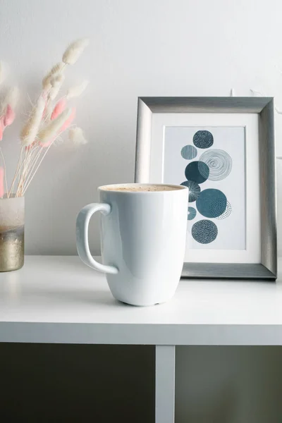 Heißer Kaffee Cappuccino Keramiktasse Isoliert Auf Weißem Hintergrund Clipping Pfad — Stockfoto