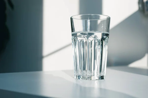 Glass Mineral Filtered Water Sunshine White Background Including Clipping Path — Foto Stock