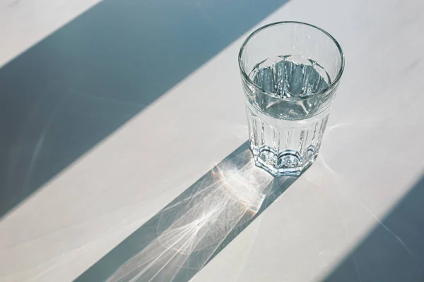 Glass Mineral Filtered Water Sunshine White Background Including Clipping Path Fotos de stock