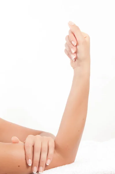 Hand fingers numbers and sing in white background — Stock Photo, Image