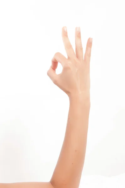 Hand fingers numbers and sing in white background — Stock Photo, Image