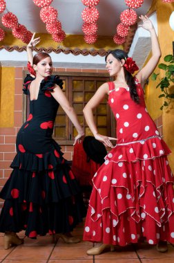 Spanish dancers in april flamenco party clipart