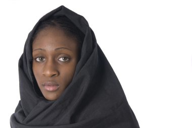 Muslim woman with black veil clipart