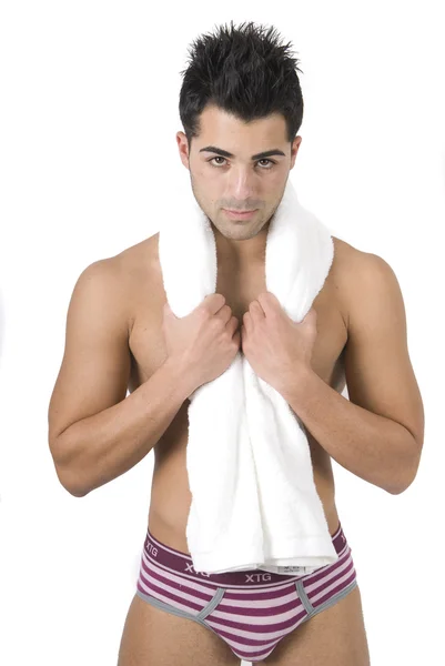 Muž s ručníkem — Stock fotografie