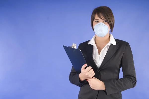 Executive woman with protective mask — Stock Photo, Image