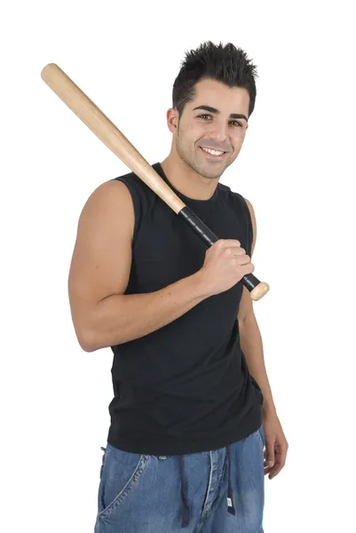 Junger Baseballspieler mit Schläger — Stockfoto