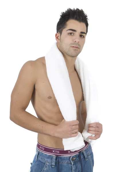 Bel homme avec serviette — Photo