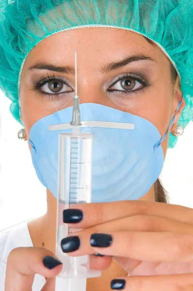 Female doctor medical with investigation — Stock Photo, Image