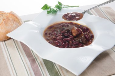 Homemade chili bean soup with meat clipart