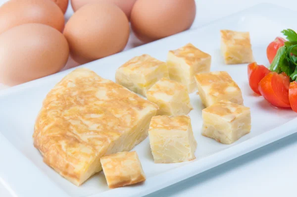 Spanish omelett or tortilla Espa Ola with potatoes — Stock Photo, Image