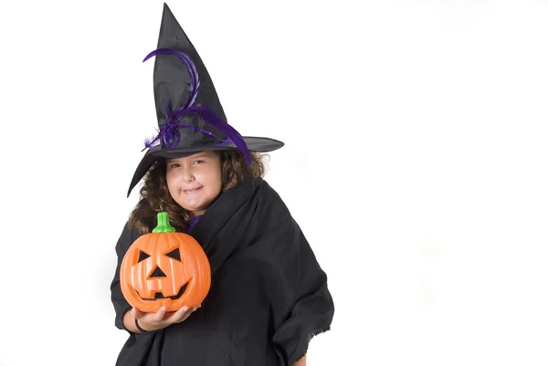 Child with halloween pumpkin — Stock Photo, Image