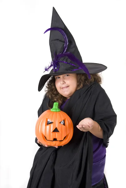 Child with halloween pumpkin — Stock Photo, Image