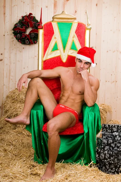 Muscled santa claus man — Stock Photo, Image