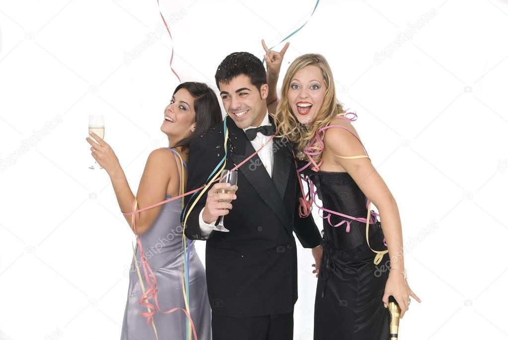 Friends at new years party