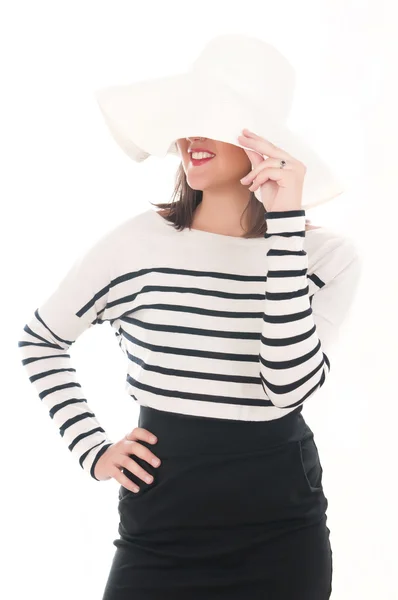 Mujer con sombrero blanco —  Fotos de Stock