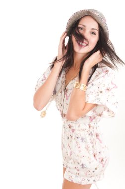 güzel kadın kısa renkli tulum