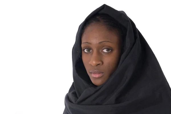 Porträt Einer Afrikanisch Amerikanischen Muslimischen Frau Mit Schleier — Stockfoto