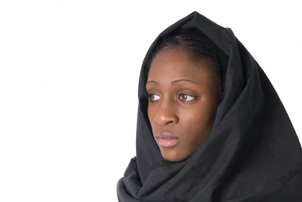 Portret Van Afrikaanse Amerikaanse Moslim Vrouw Met Sluier — Stockfoto