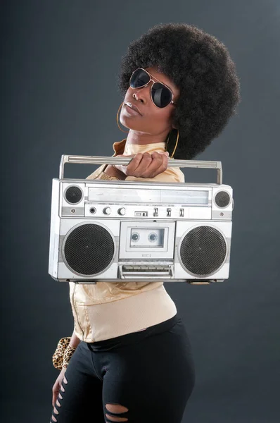 African American Soul Jazz Blues Singer Vintage Cassette Player — Stock Photo, Image