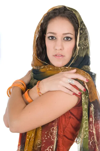 Femme Indienne Costume Traditionnel Pour Les Fêtes Les Actes Religieux — Photo