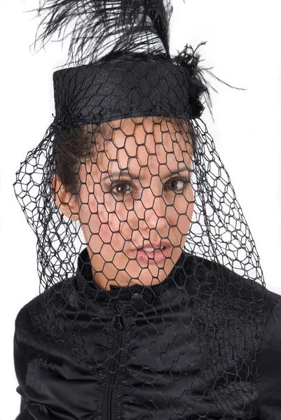 Ovdovělá Žena Oblečená Černém Truchlí Nad Manželem — Stock fotografie