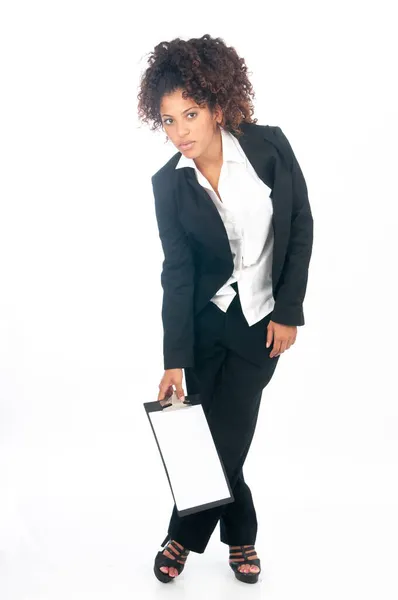 Αφρο Αμερικανίδα Επιχειρηματίας Σακάκι Της — Φωτογραφία Αρχείου