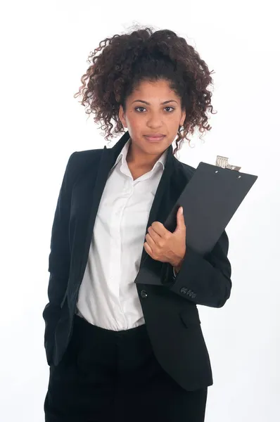 Ung Afrikansk Amerikansk Affärskvinna Jackan Kostym — Stockfoto