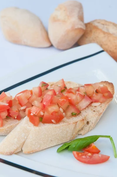 Tipická Rajčata Chléb Španělska — Stock fotografie