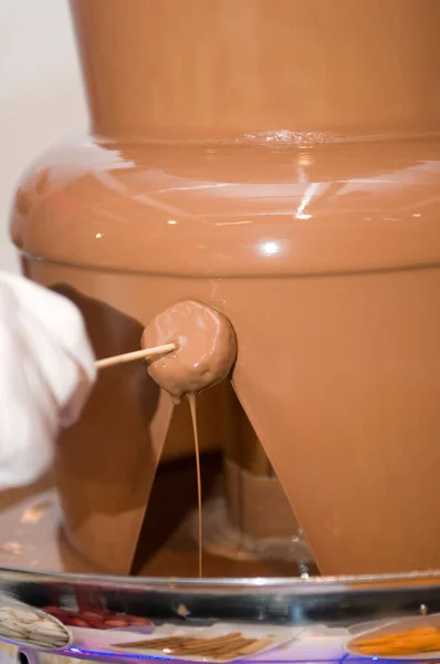 Liquid Chocolate Fountain Dipping Treats Event Celebration — Stock fotografie