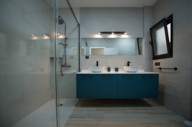 bathroom in pleasant colors in a dwelling