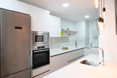modern kitchen perfectly equipped with its appliances in a house
