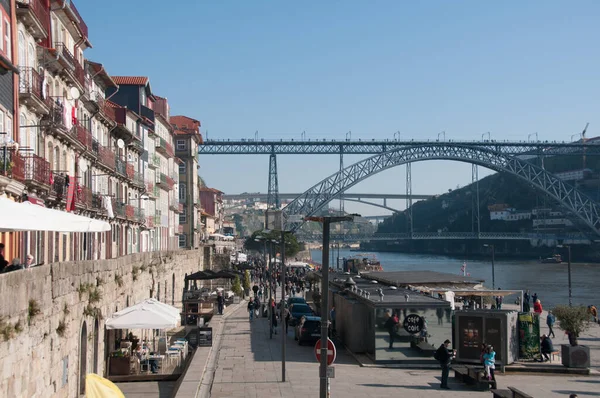 Vista Ciudad Oporto Desde Las Orillas Del Río Duero Fachadas — Foto de Stock