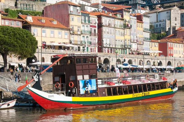 Pohled Město Porto Břehů Řeky Douro Fasády Terasy Přístav — Stock fotografie