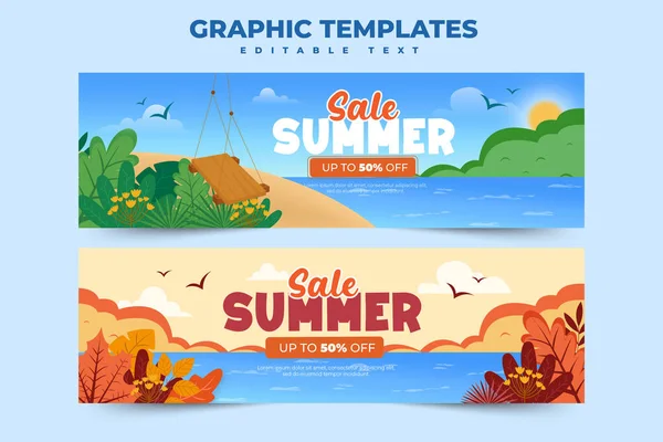 Summer Season Graphic Template Editable Simple Elegant Design — Stock vektor