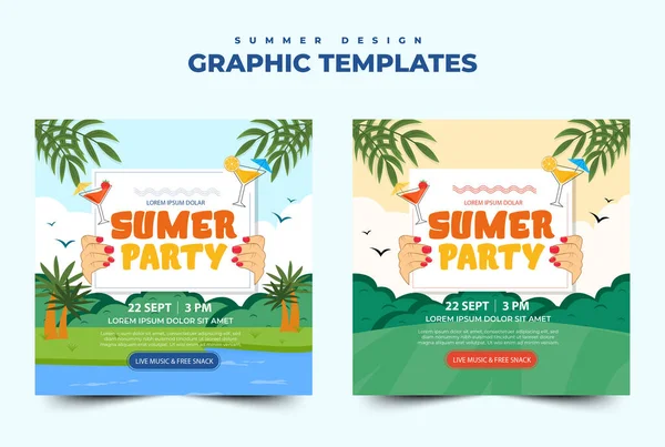 Summer Party Season Graphic Template Editable Simple Elegant Design — Stock vektor