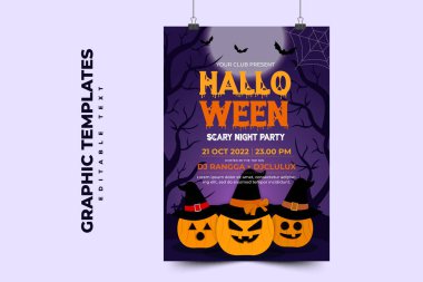 Cadılar Bayramı temalı grafik tasarım şablonu basit ve zarif tasarımı özelleştirmesi kolay