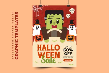 Cadılar Bayramı temalı grafik tasarım şablonu basit ve zarif tasarımı özelleştirmesi kolay