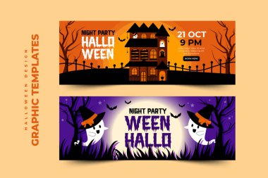 Cadılar Bayramı temalı grafik tasarım şablonu, basit ve zarif tasarımı özelleştirmesi kolay