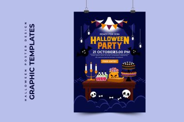 Cadılar Bayramı temalı grafik tasarım şablonu, basit ve zarif tasarımı özelleştirmesi kolay