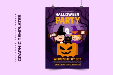 Cadılar Bayramı temalı grafik tasarım şablonu, basit ve zarif tasarımı özelleştirmesi kolay