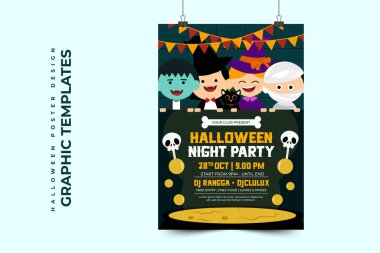 Cadılar Bayramı temalı grafik tasarım şablonu, basit ve zarif tasarımı özelleştirmesi kolay