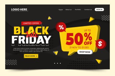 Kara Cuma indirimli iniş sayfası tasarımı basit ve zarif tasarımı özelleştirmesi kolay