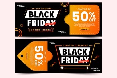 Kara Cuma indirim kuponu tasarım şablonu Basit ve zarif tasarımı özelleştirmek kolay