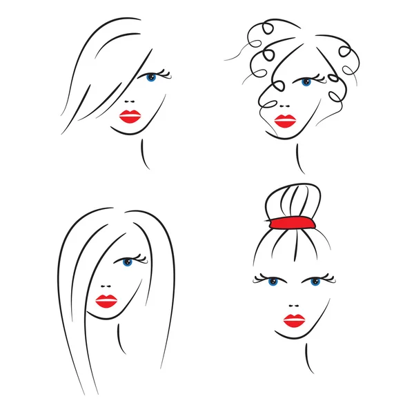 Peinados de mujer — Archivo Imágenes Vectoriales