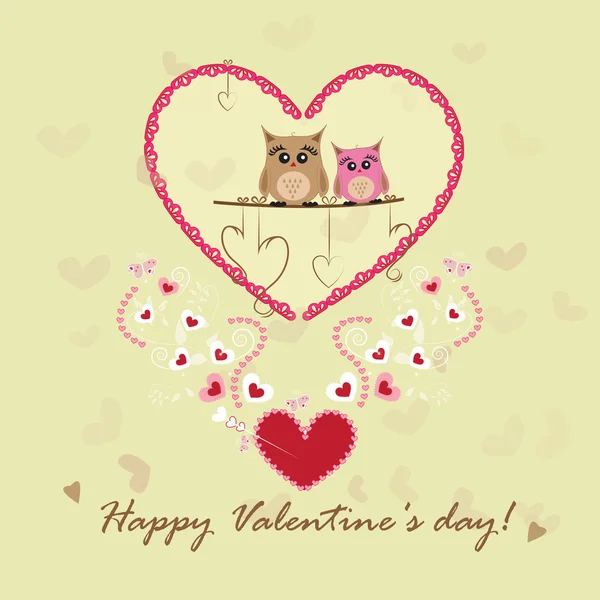 sevimli baykuşlar ağaç kalp