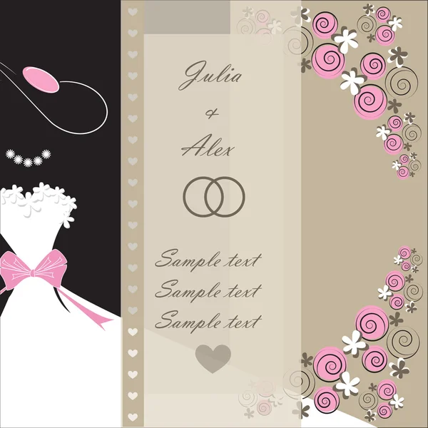 Cartão de convite de casamento com elementos florais —  Vetores de Stock