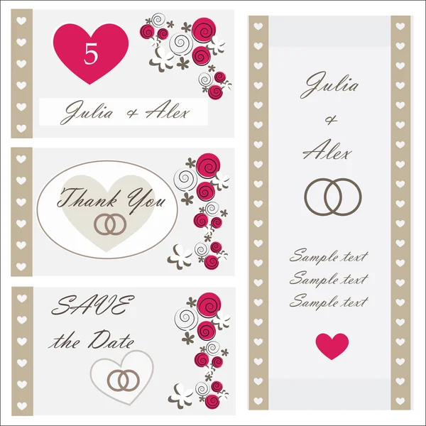 Set of wedding invitations and announcements — Stock Vector