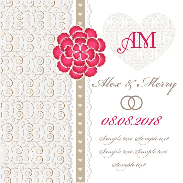 Cartão de convite de casamento com elementos florais. —  Vetores de Stock