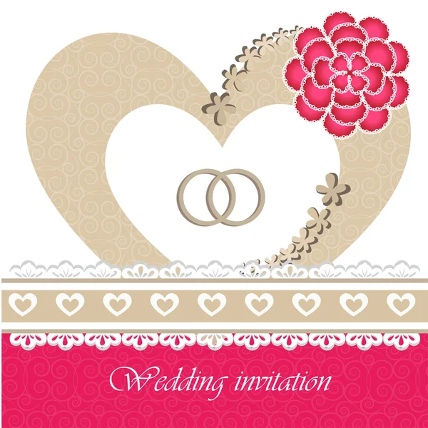 Wedding invitation card with floral elements. — Stock Vector